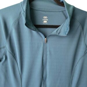 LEG3ND Womens Teal Blue Full Zip Active Performance Jacket Thumbholes Size Large
